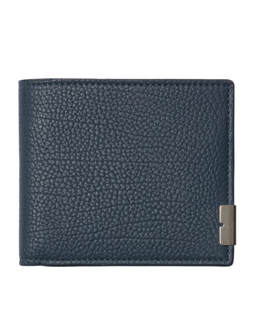 Burberry Blue Leather B Cut Bifold Wallet for men