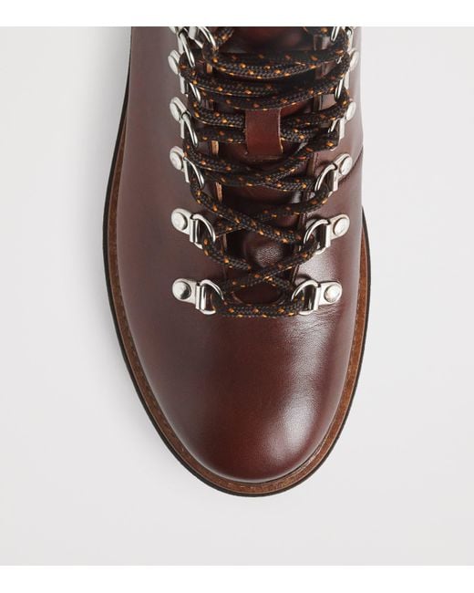 Weekend by Maxmara Brown Leather Lace-Up Ankle Boots
