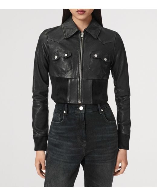 AllSaints Black Leather Lena Jacket
