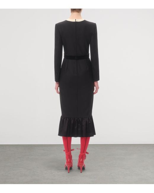 Valentino Black Wool Bow-Detail Midi Dress