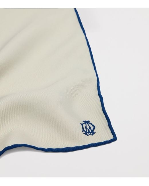 Dunhill Blue Mulberry Silk Cypher Logo Pocket Square for men