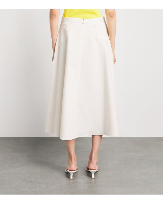 Polo Ralph Lauren White Cotton-Wool Panelled Midi Skirt