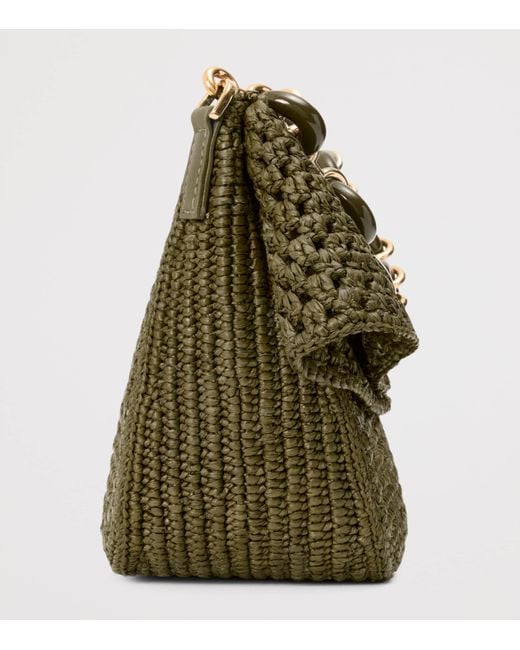 Loewe Green X Paula's Ibiza Medium Raffia Ola Shoulder Bag
