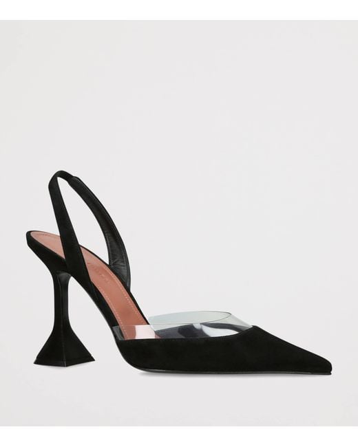 AMINA MUADDI Black Suede Lara Slingback Heels 95