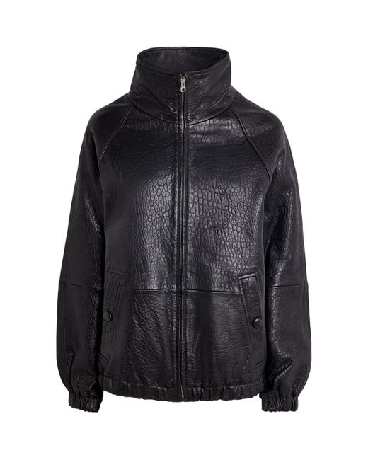 Sandro Black Oversized Leather Jacket