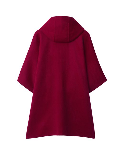 Burberry Red Cashmere Ekd Hooded Cape