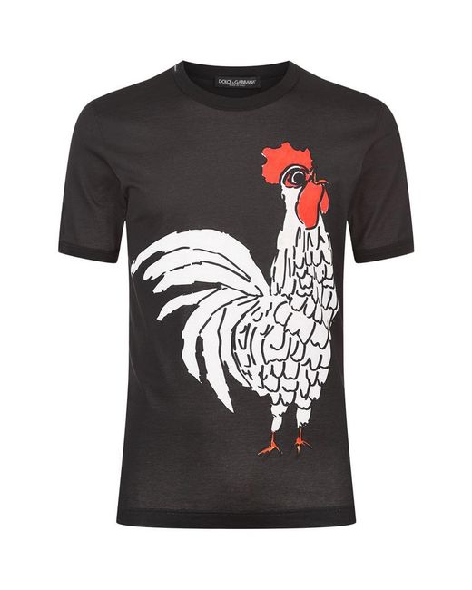 Dolce & Gabbana Black Rooster-print T-shirt for men