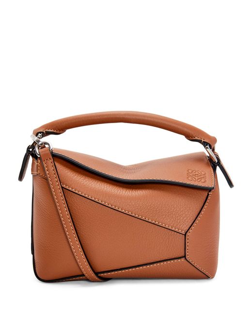 Loewe Brown Mini Leather Puzzle Edge Top-handle Bag