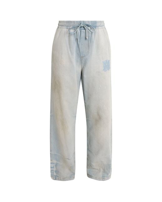 Amiri Gray Denim Ma Drawstring Wide-Leg Trousers for men