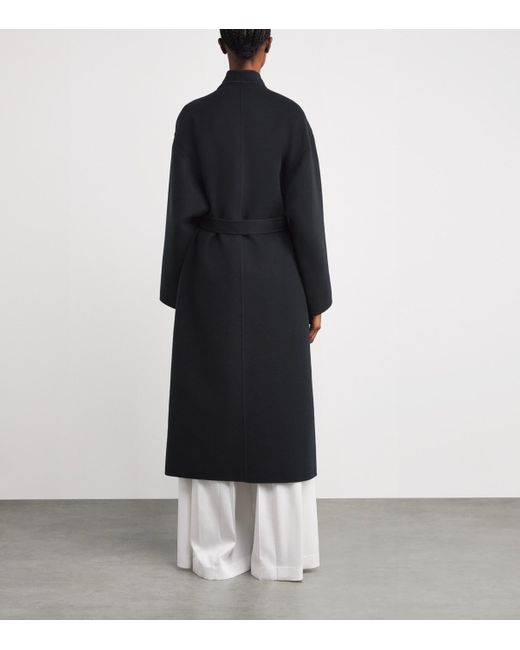 Johnstons Black Cashmere Wrap Belt Long Coat