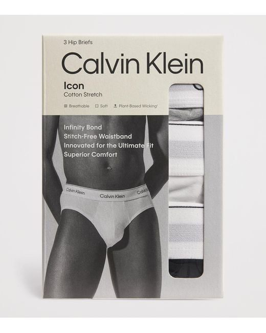 Calvin Klein White Cotton Stretch Icon Hip Briefs for men