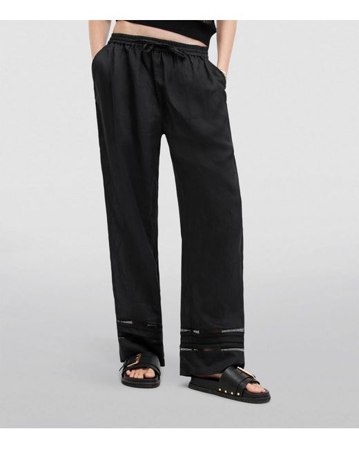 AllSaints Black Linen Jade Straight Trousers