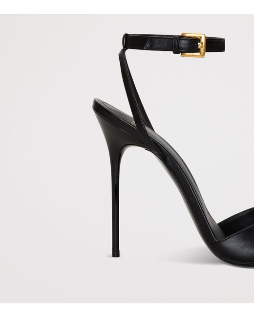 Balmain Black Calfskin Anthem Heeled Sandals 95