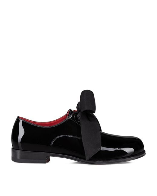 Christian Louboutin Black Derloon Patent Leather Derby Shoes for men