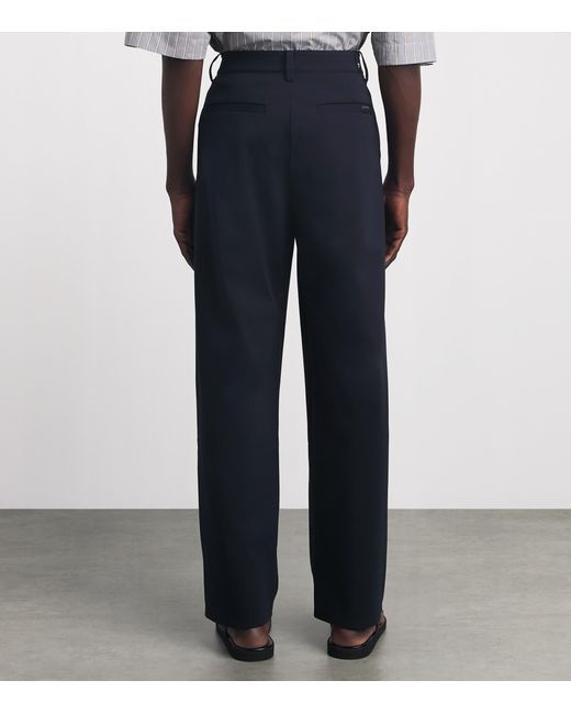 7 For All Mankind Blue Pleated Straight Trousers for men