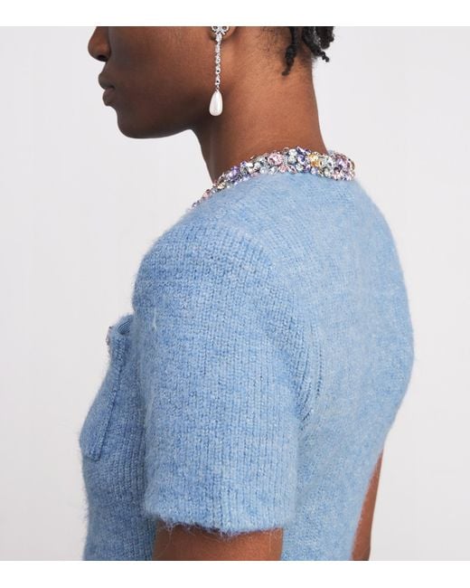 Self-Portrait Blue Knitted Peplum Midi Dress