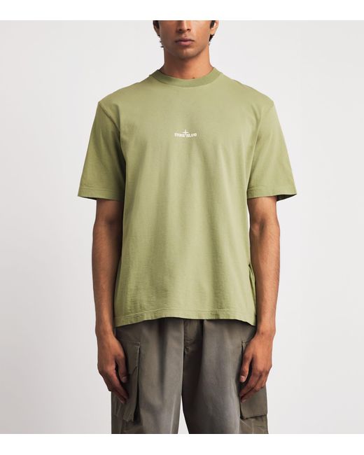 Stone Island Green Organic Cotton Logo T-Shirt for men