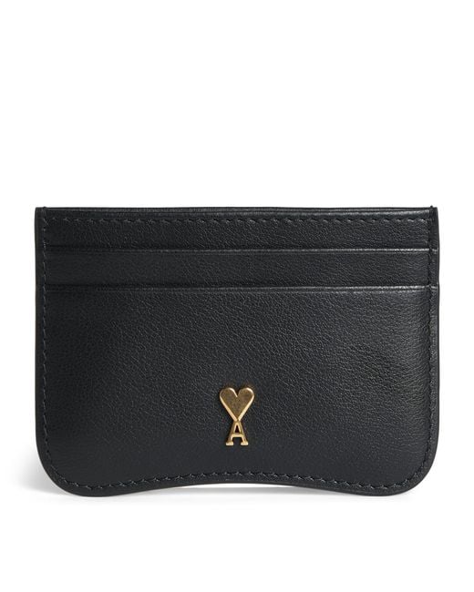 AMI Black Grained Leather Paris Card Holder for men