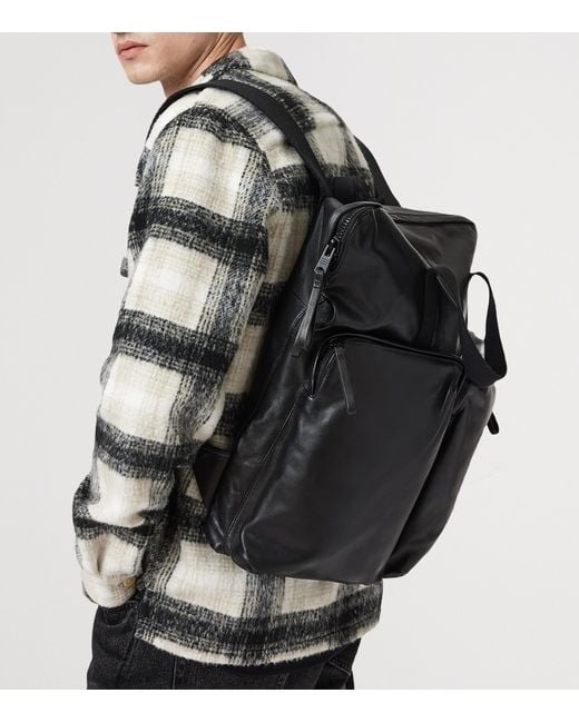 AllSaints Black Sheepskin Haven Force Backpack for men