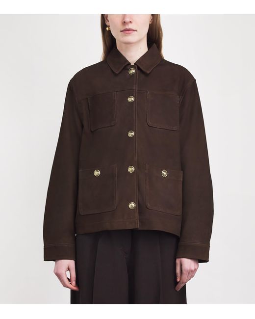 Sandro Brown Suede Pocket-Detail Jacket