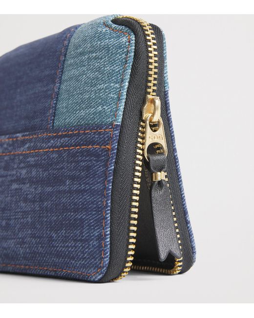 COMME DES GARÇONS PLAY Blue Lambskin Denim-Patch Bifold Wallet for men