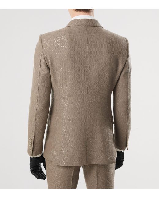 Tom Ford Brown Virgin Wool-Blend Sequinned Blazer for men