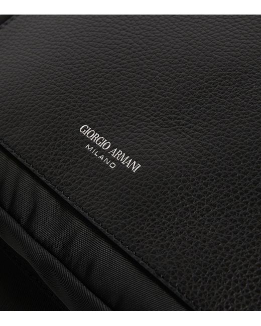 Giorgio Armani Black Leather-trim Backpack for men