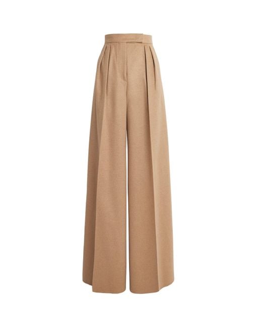 Max Mara Natural Camel Hair Wide-Leg Trousers