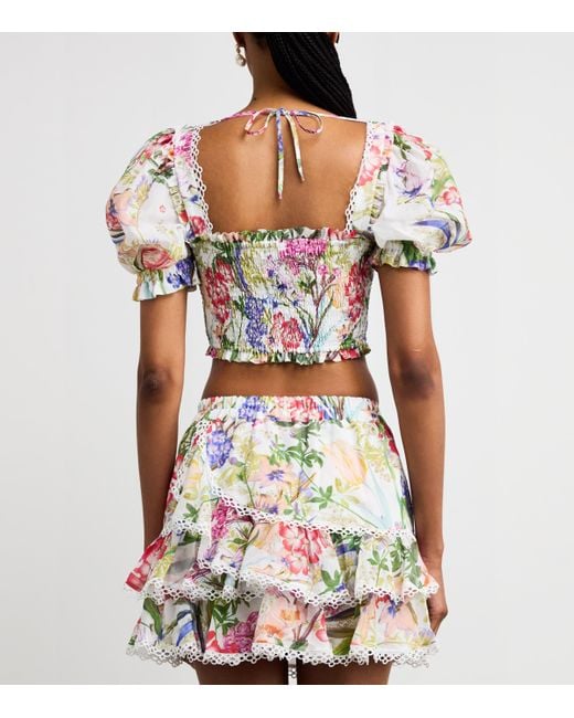 Charo Ruiz White Floral Lirio Crop Top