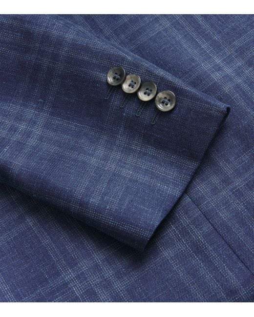 Canali Blue Wool-Silk-Linen Kei Blazer for men