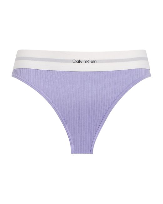 Calvin Klein Purple Organic Cotton-Blend Logo Briefs