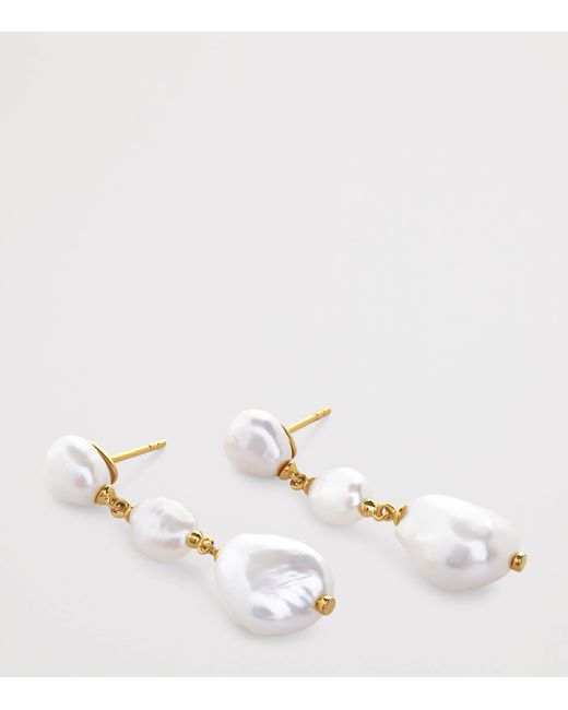 Monica Vinader White Vermeil And Pearl Nura Drop Earrings