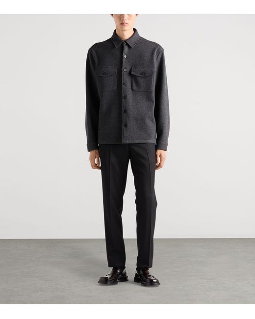 Prada Gray Wool Blend Shirt for men