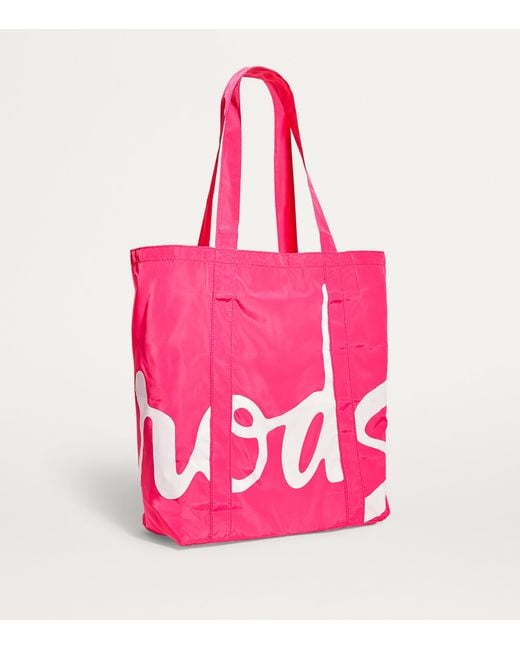 Harrods Pink Logo Pocket Shopper Bag