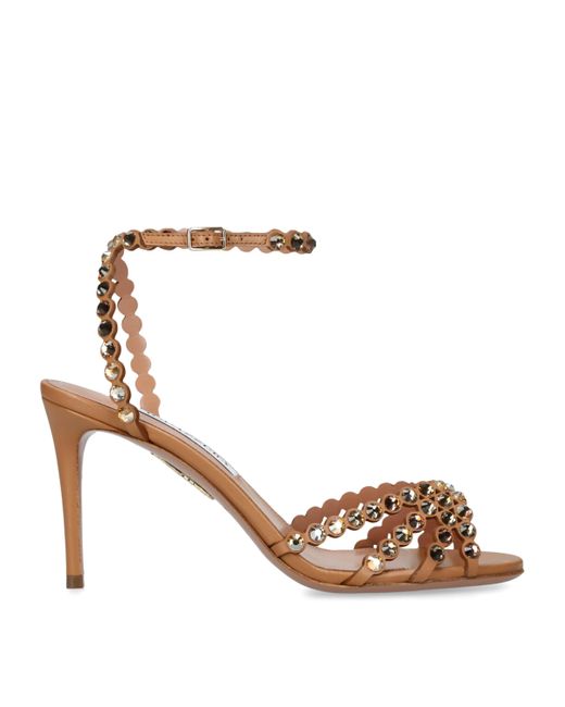 Aquazzura Metallic Leather Tequila Sandals 85
