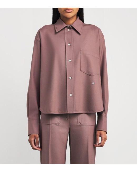 Victoria Beckham Brown Cropped Long-Sleeve Shirt