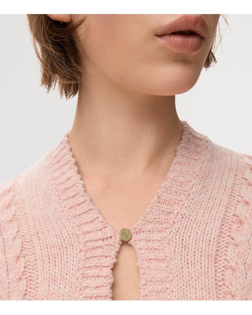 Loewe Pink Wool Cable-Knit Sweater