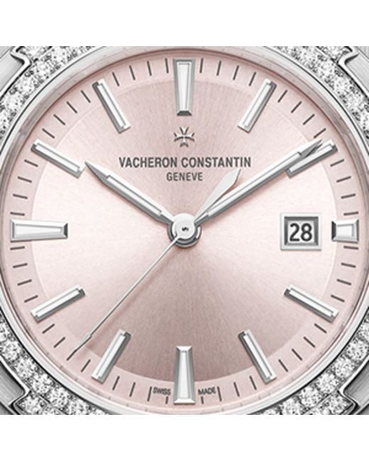 Vacheron Constantin Metallic Stainless Steel And Diamond Overseas Self-Winding Watch