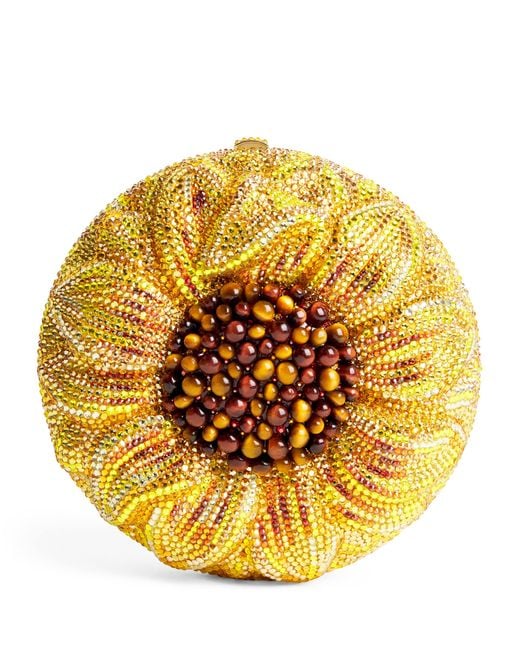 Judith Leiber Metallic Crystal Sunflower Soleil Clutch Bag
