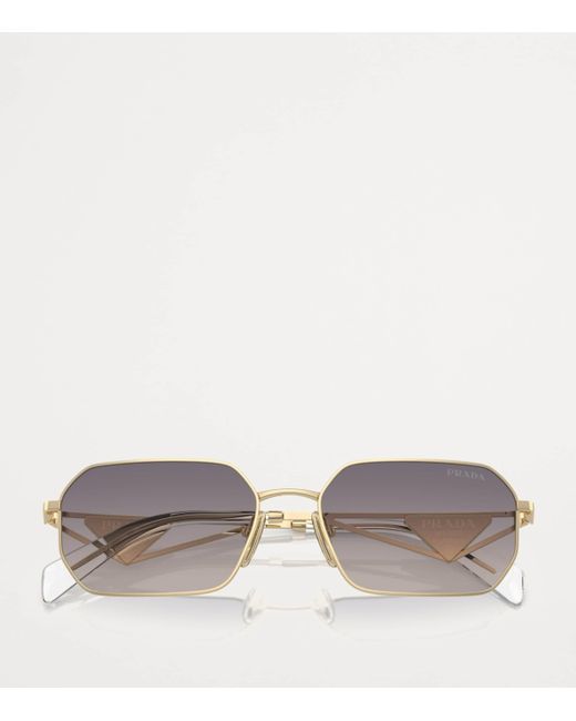Prada Gray Metal Rectangular Sunglasses