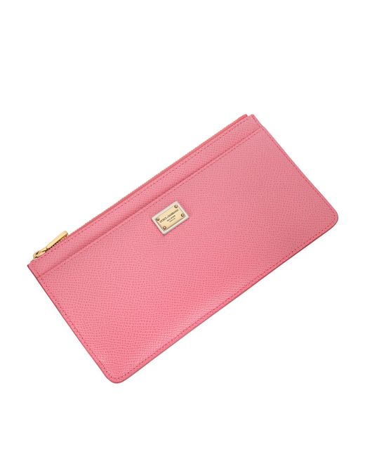 Dolce & Gabbana Pink Calfskin Dauphine Card Holder