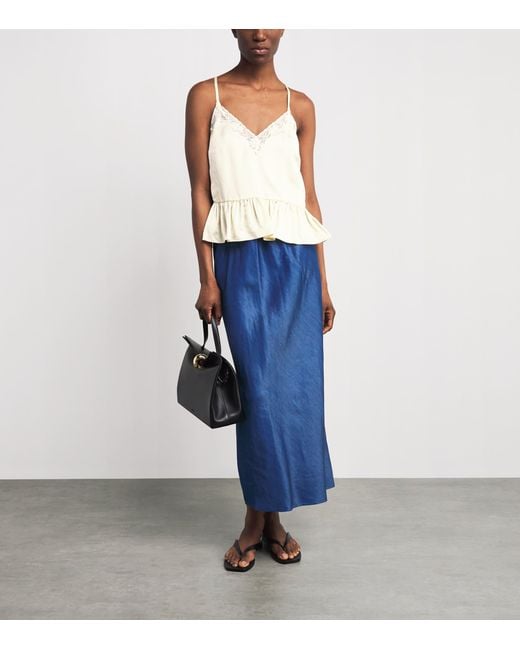 Sandro Natural Lace-Trim Ruffled Top