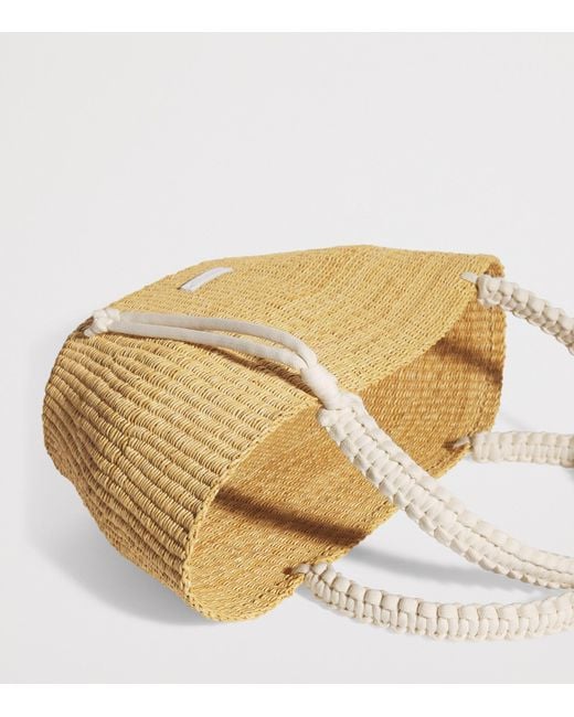 Muuñ White Straw Margareth Tote Bag