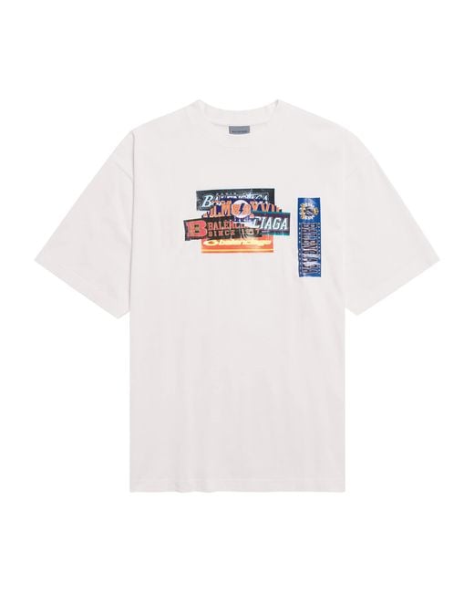 Balenciaga White Bumper Sticker T-Shirt for men