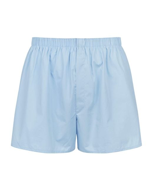 Sunspel Blue Cotton Classic Boxer Shorts for men