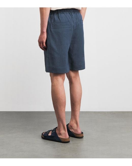 Eleventy Blue Linen Drawstring Bermuda Shorts for men