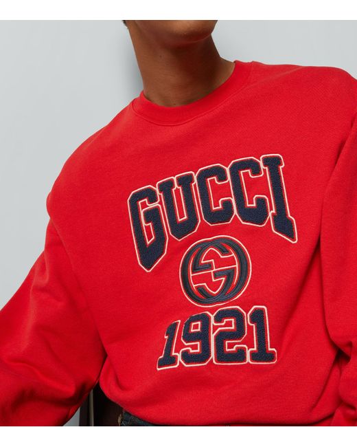 Gucci Red Cotton Jersey Logo 1921 Sweatshirt for men