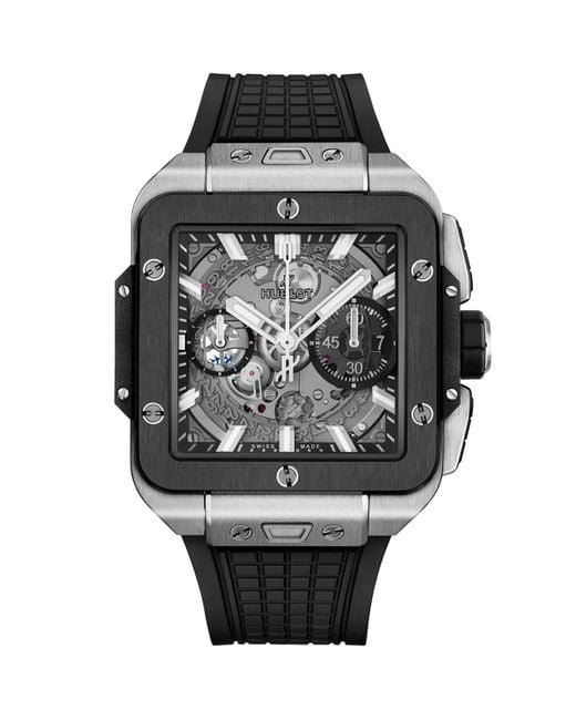Hublot Gray Titanium And Ceramic Square Bang Unico Watch for men