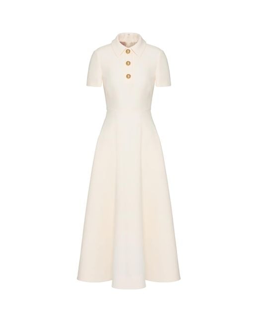 Valentino Garavani White Virgin Wool-Silk Midi Dress