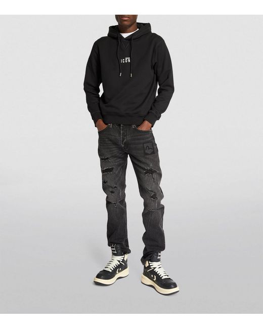 DSquared² Black Cotton Icon Hoodie for men